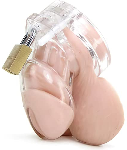Keuschheitskäfig 4.5cm ⌀3.3 cm PVC SET aus 5 Ringen Rahmenlänge Keuschheitskäfig Herren chastity Peniskäfig Keuschheitsgürtel für Herren mit Vorhängeschlossverschluss Sexspielzeug FOPS N22-1