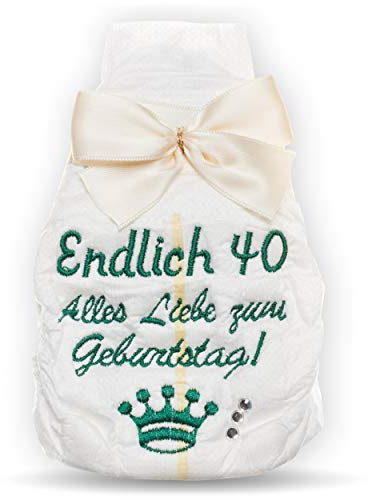 Tanjo Endlich 40, Geburtstag bestickte Windel, creme lustige Geschenke zum 40. Geburtstag, Frauen