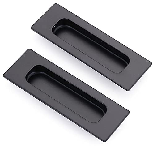 Lpraer 2X Edelstahl Muschelgriff Möbelgriffe Schiebetürgriff 120*40mm Verdeckt Einlassgriff Schiebetür Muschel Handgriff Muschelgriff für Schiebetüren Schranktür, Zimmertüren und Schubladen(Schwarz)