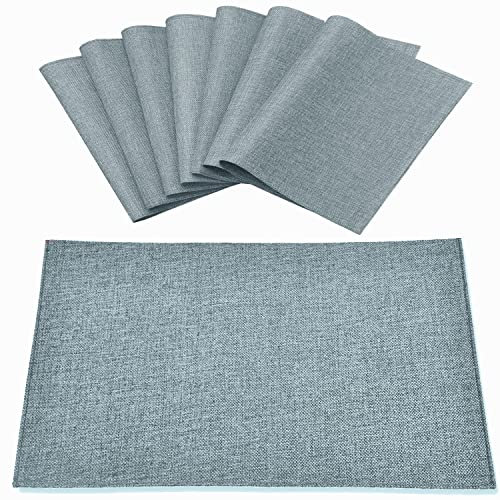Rinpon Tischsets aus Stoff, 8 Stück, Leinentyp, Stoff, maschinenwaschbar, Platzsets, hitzebeständig, knitterfrei, Dickes Polyester, Küchen-Tischsets für Esstisch (hellgrau)