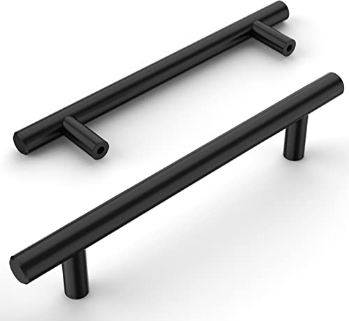 Amerdeco 12 Piezas Tiradores de Cocina 128mm Tiradores de Acero Inoxidable Negro para Armarios, Cajones y Puertas Correderas UK0009