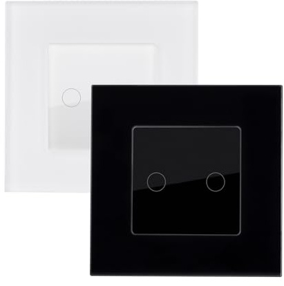 LEDKIA LIGHTING Interruptor Táctil Doble Conmutado y Cruzamiento con Marco Cristal Modern Blanco