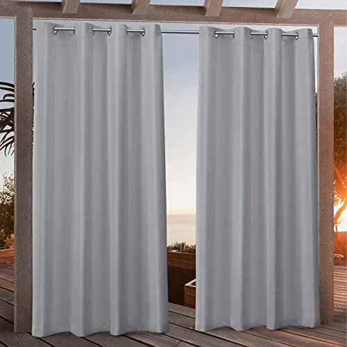 Outdoor Vorhang Wetterfest Sonnenschutz Thermo Verdunkelung Vorhang mit Ösen Sichtschutz für Garten Pavillon Terrasse Veranda Balkon 1 Stück (Color : Grey, Size : 150x200cm)