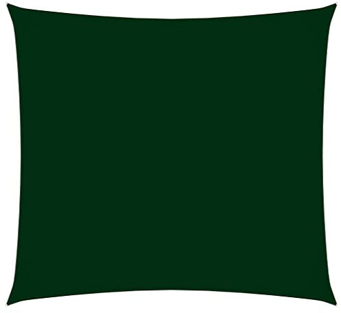vidaXL Toldo Parasol Lona Protector Solar Sombra de Patio Jardín Terraza Balcón Parque Exterior de Vela Cuadrado de Tela Oxford Verde Oscuro 5x5 m