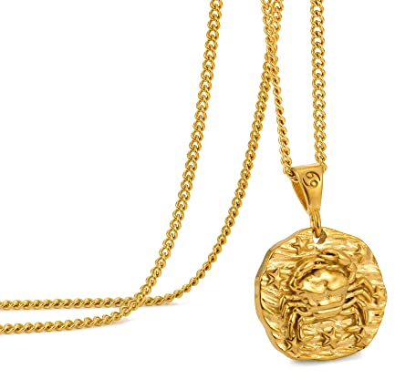 Speroto kette herren, halskette kette, sternzeichen kette, sternzeichen anhänger, edelstahl kette, geschenk herren(Krebs,gold)