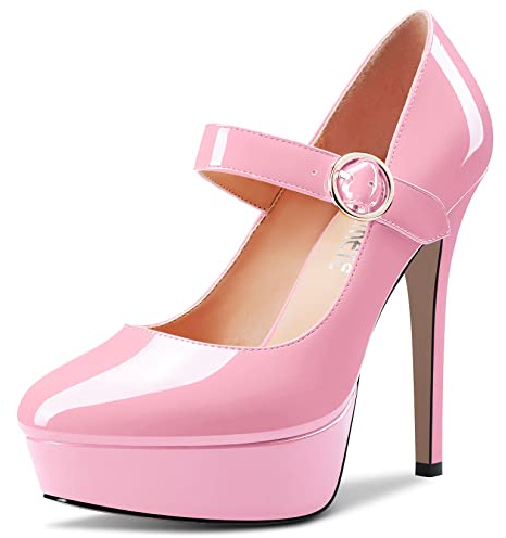 Castamere Women Stiletto High Platform Heel Round Toe Mary Jane Pumps Court Shoe Slip-on Classic Cute Dress 13 CM Heels