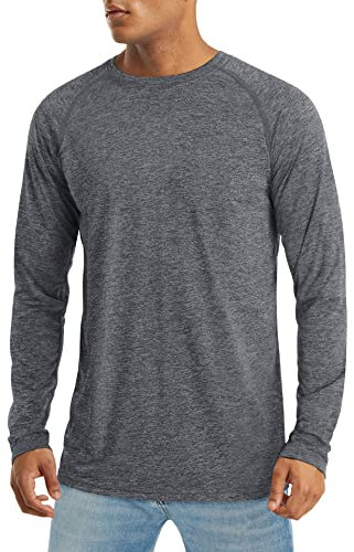 MAGCOMSEN UV Tshirt Herren Funktionsshirt Sommer Schutz Gym Leicht Shirt für Fitness Angeln Outdoor Dunkelgrau 3XL