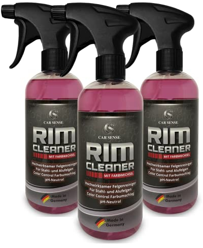Car Sense Rim Cleaner 0,5L (3x0,5L) Felgenreiniger I Spezialentwicklung zur Felgen-Reinigung von Alufelgen & Stahlfelgen I Sommer-, und Winterreifen geeignet