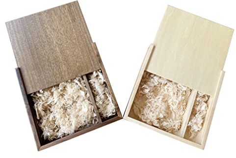BEIJIGUANG Holz-Geschenkbox mit Schiebedeckel, diskrete Holzboxen, USB-Box, Fotobox, Hochzeits-Erinnerungsbox, für Fotografen/Kunden, Walnuss/Ahorn (Walnuss-Holzbox + Ahornholzbox)