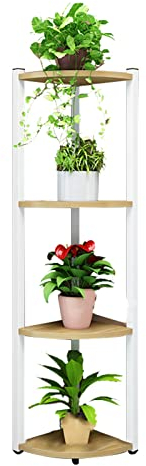 Blumenständer aus Metall aus Holz, Pflanzenregal, mehrstufige Blumenbank, Treppe, Wohnzimmer, Garten, Balkon (4 Etagen)