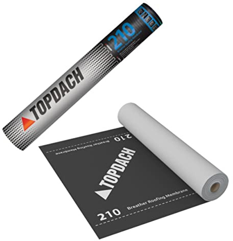 75qm TOPDACH 210 Die dreilagige, hoch dampfdurchlässige Dachbahn Dachmembran Unterdeckbahn 210g/m2 Sd=0,02m (ohne Selbstklebebändern)