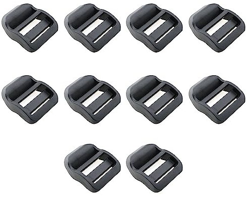 HJGarden 10pcs 1 (25mm) Black Plastic Adjuster Ladder Lock Clip Buckles for Backpack Straps, Black, 25 mm
