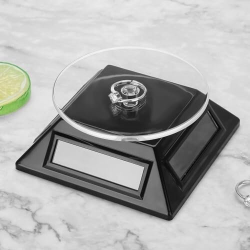 Solar Rotating Stand, 360 Degrees Turntable Rotating Showcase Jewelry Organizer Solar Powered Display Stand Shelf(Black)
