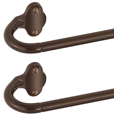 TVWOO Gardinenstangen mit Umlauf, 1,6 cm Durchmesser, Raumverdunkelung, verstellbare, gebogene, kleine Vorhangstange, Schlafzimmer, Küche, einfache Installation, Bronze/Braun, 121,9-228,6 cm, 2er-Pack