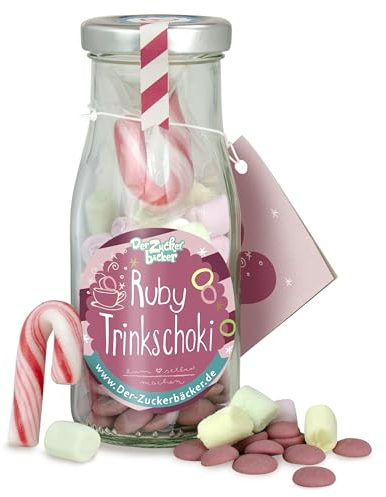 DIY Ruby Schokolade – Trinkschokolade zum Selbermachen, Mini-Marshmallows und Zuckerstange, Geschenk-Idee zu Weihnachten, Nikolaus und für in den Adventskalender