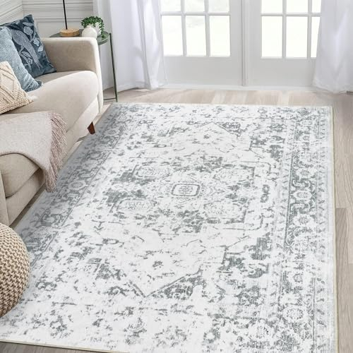 Famibay Teppich Wohnzimmer Kurzflor 120x170cm Teppich Schlafzimmer Flauschig Teppiche Vintage Waschbar rutschfest Bodenteppich für Wohnzimmer Schlafzimmer Esszimmer