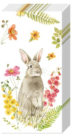 Paper+Design Papiertaschentuch Hoppelhase im Frühling 21,5x22cm aus Papier Serviettentechnik Motivtaschentücher