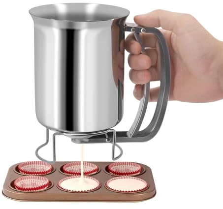 Seahelms Teigportionierer 900ml Teigspender Edelstahl Pfannkuchenteigspender Pfannkuchen Teigspender Waffeln Teigspender Um Kuchen,Pfannkuchen,Muffins,Waffeln Zu Machen