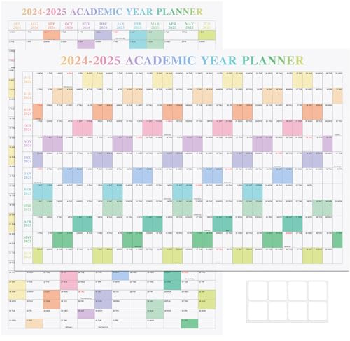 61 x 91,4 cm exellewis 2024-2025 akademischer Wandkalender Juli 2024 bis Juni 2025, großer Jahresplaner mit 12 Monaten, 2-seitig wendbar, horizontal/vertikal, Schuljahreskalender