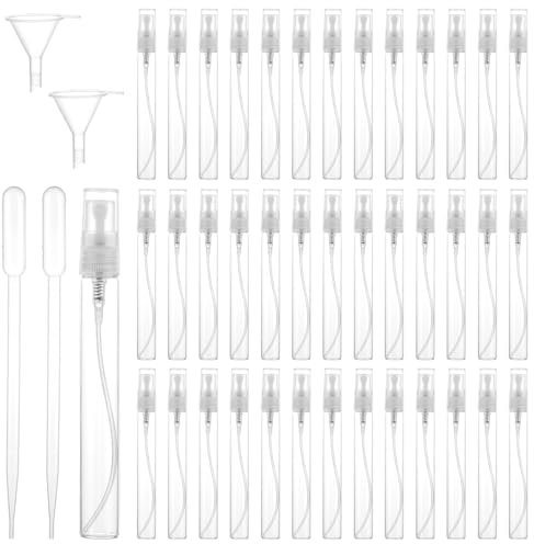 FWEEK Lot de 40 mini vaporisateurs de parfum vides de 10 ml, en verre transparent, avec pipette et entonnoir pour parfum