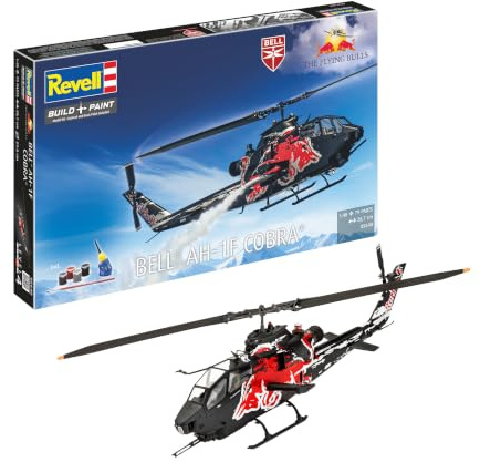 Revell Modellbau, Flying Bulls AH-1F Cobra, Bausatz, Maßstab 1:48, 79 Teile, Bastelset ab 12 Jahren, Detailgetreues Modell, Kampfhubschrauber, Authentische Nachbildung