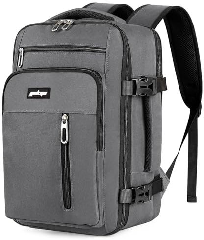 YOKGO Bagage Cabine 40x20x25 pour Ryanair Sac à Dos Voyage Cabine Avion 20L Femme Homme sous Siège Bagage à Main Petit,Sac de Voyage Ordinateur Portable 15.6 pour Easyjet Vueling Wizz Air(Gris)