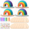 12 Stück Regenbogen Holz Bausatz & Bastelset Kinder, Regenbogen Holz zum Bemalen und Basteln, Rainbow Malset Partyspiele Mitgebsel Kindergeburtstag Holzbastelset Spielzeug Handwerk für Mädchen Jungen