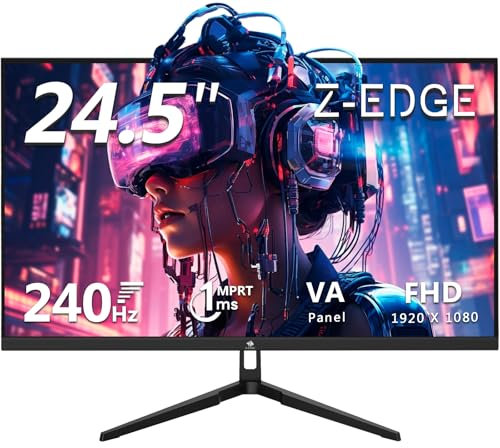 Monitor para juegos de 24.5 pulgadas, 240 Hz, Z-Edge UG25F FHD 1920 x 1080, LED sin marco de 1 ms, puerto DP x1 HDMI x2, HDR, relación de contraste 5000:1