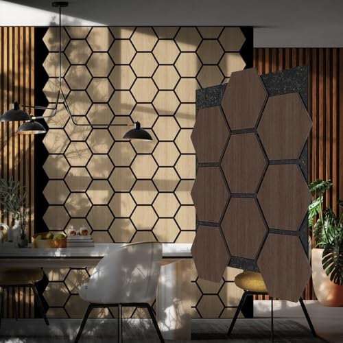 Acoustic Panels Wood in Set of 2 – 76 x 57.4 x 1.8 cm – Acoustic Wall Panels for Hallway Living Room Interior Wall Decoration in Wood Look, Living Room, Studios, Modern Wall Cladding (11# Black