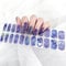 22 Pcs Glitter Full-Cured Gel Nail Strips, Blue Purple Soft Self-Adhesive Gel Nail Stickers, Nail Sticker Decals for Women and Girls, Full-Wraps Nail Stickers Nail Art No Need UV/LED Lamp