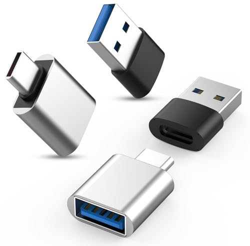 4Pack USB C to USB 3.0 Adapter(2Pack)& USB 3.0 to USB C Adapter(2Pack), 5Gbps SuperSpeed Data Transfer and Charge USB Converter Compatible with iPhone16 15 Laptop Samsung
