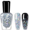 DMQ Glitter Nail Polish, Clear Nail Varnish with Silver Shimmer Sequins, Long Lasting & Quick Drying Holographic Nail Gel Polish for Women Girls DIY Manicure at Home - No Need Cured