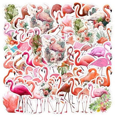 GlamRays 100 Stück Flamingo Aufkleber für Kinder wasserfeste Vinyl Aufkleber Tropische Strand Aufkleber für Wasserflaschen Laptop Reise Gepäck Auto Fahrrad Sommer