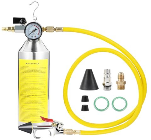 PLAYOCCAR AC Flush Kit Auto Air Conditioner Home Air Conditioning Flush Kit with 220PSI Pressure Gauge & Nozzle Hook 3.5ft Hose Connector for Car Air Conditioning Hose Fuel Line
