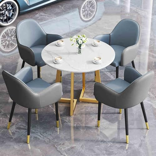 Modernes Empfangstisch und Stuhl-Set für 4 Personen, Büro, Empfangsraum, Club, Café, Küche, Esstisch, kleiner Tisch für Konferenzraum und Stühle, Blau u