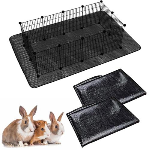 Oncpcare - 2er-Pack wasserdichte Haustier-Matten (150 x 100 cm, wiederverwendbare Basis für Kaninchen, Frettchen und andere kleine Tiere), Farbe schwarz
