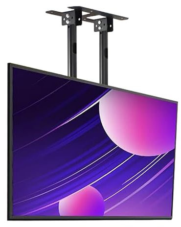 Support TV plafond - Support TV électrique, compatible avec les téléviseurs à profil bas de 60 à 100 pouces, support TV simple à double poteau à hauteur réglable, support TV plafond télescopique incl