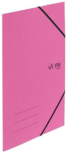 VON Leitz 5er Pack Eckspannermappe A4, Recycling-Karton, Für 150 Blatt, 3 Klappen, Mappe mit Gummizug, Mit modernem VON-Aufdruck, Leichter Ordner für Schule & Zuhause, Fuchsia, 30080022