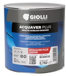 GIOLLI INDUSTRIA COLORI | Smalto all’Acqua Pronto all’Uso Acquaver Plus - Vernice Coprente per Legno, Metallo e Plastica da Esterno o Interno Inodore - Lucido - 2,5 L