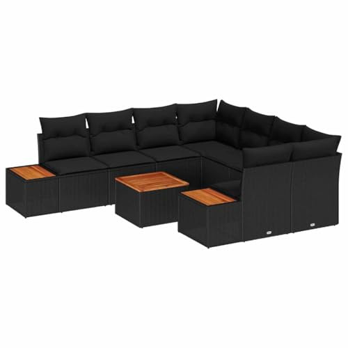vidaXL Gartensofa-Set 9 STK. Schwarz Poly Rattan