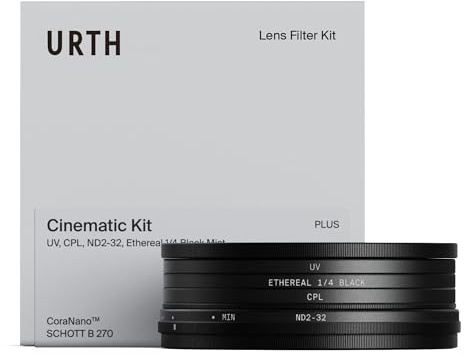 Urth 58mm Cinematic 4-in-1 Lens Filter Kit (Plus) | UV, Circular Polarising (CPL), Variable Neutral Density ND2-32, ¼ Black Mist, Multi-Coated HD Optical Glass Camera Filters