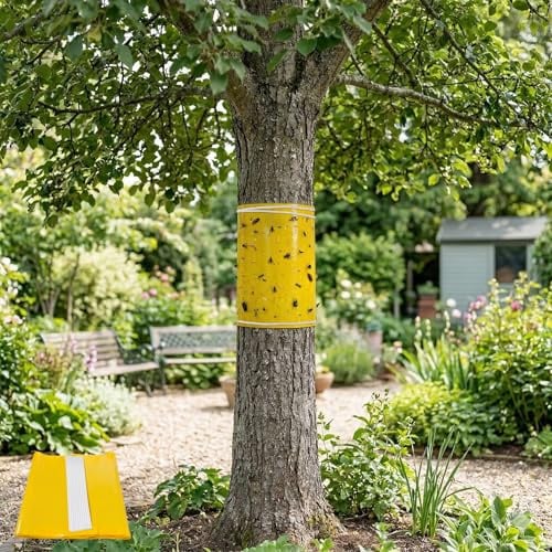 Bellanova 10 m Leimringe Selbstklebend für Obstbäume, 25 cm breit | Doppelseitiges Baumleimband, Zuschneidbar, mit 40 Bindedrähten zum Umwickeln von Baumstämmen