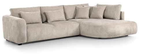 MW EURO-MEBLE Ecksofa Jacobs L - Wohnlandschaft, Polstersofa, Polstercouch (Rechte Seite: Beige: Tresor 32)