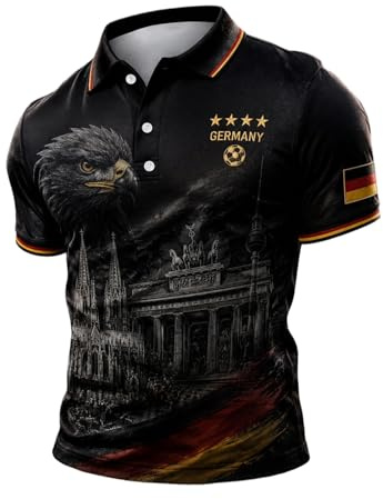 YSFWL WM Trikot 2026 Deutschland Fan Poloshirts Kurzarm Retro Shirts Comfy Fußball Trikots Freizeit Shirt Germany Shirt Sportshirt Atmungsaktiv Tops Geeignet für Alltag Festivals und Wettkämpfe