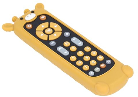 Alomejor Juguete de Control Remoto para bebé, Simulación Musical Educativa, Control Remoto de TV Infantil con Mordedor de Silicona para Aprender Formas, Colores y (Funda de Jirafa y Mando a