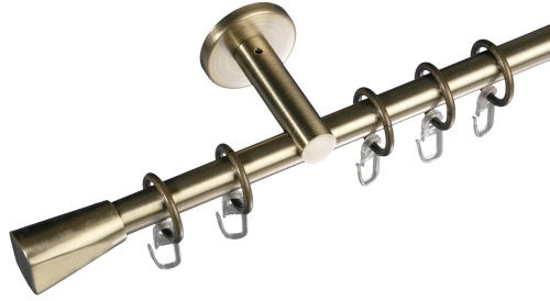 Liedeco Gardinenstange Vorhangstange Stilgarnitur Dust | 16 mm Ø (Messing-antik, 120 cm)