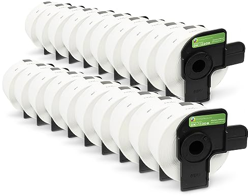 20x Adressetiketten kompatibel für Brother DK-11208 38mm x 90mm (400 Stück/Rolle) P-Touch QL-500 550 560 570 700 710W 720NW 800 810W 820NWB 1050 1060N 1100 1110NWB, Thermopapier mit Kunststoffhalter
