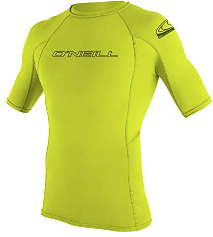 O'Neill Wetsuits Men's Guard Basic Skins Short Sleeve Rash Vest, Lime, X-Large, XL, 3341-187-XL