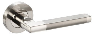 Access Parus Twin Finish Door Handle Lever On Rose - Polished Chrome / Satin Chrome