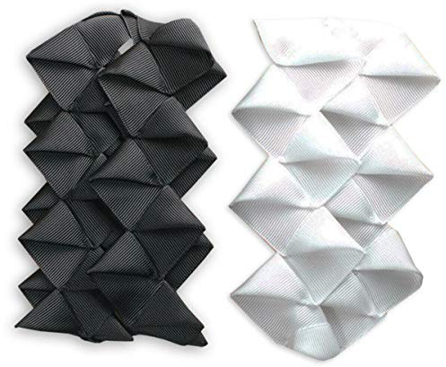 Neotrim Petersham Ripsband für Origami, mit Faltschachtel 16 mm Schleifenband, gefaltet und gefaltet, wie abgebildet, 4 cm breit, Zick-Zack-Effekt, Polyester. White 2m